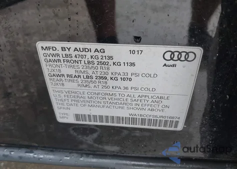 2018 Audi Q3 2.0T Premium/2.0T Sport Premium из США, поврежденный, VIN WA1BCCFS5JR016874